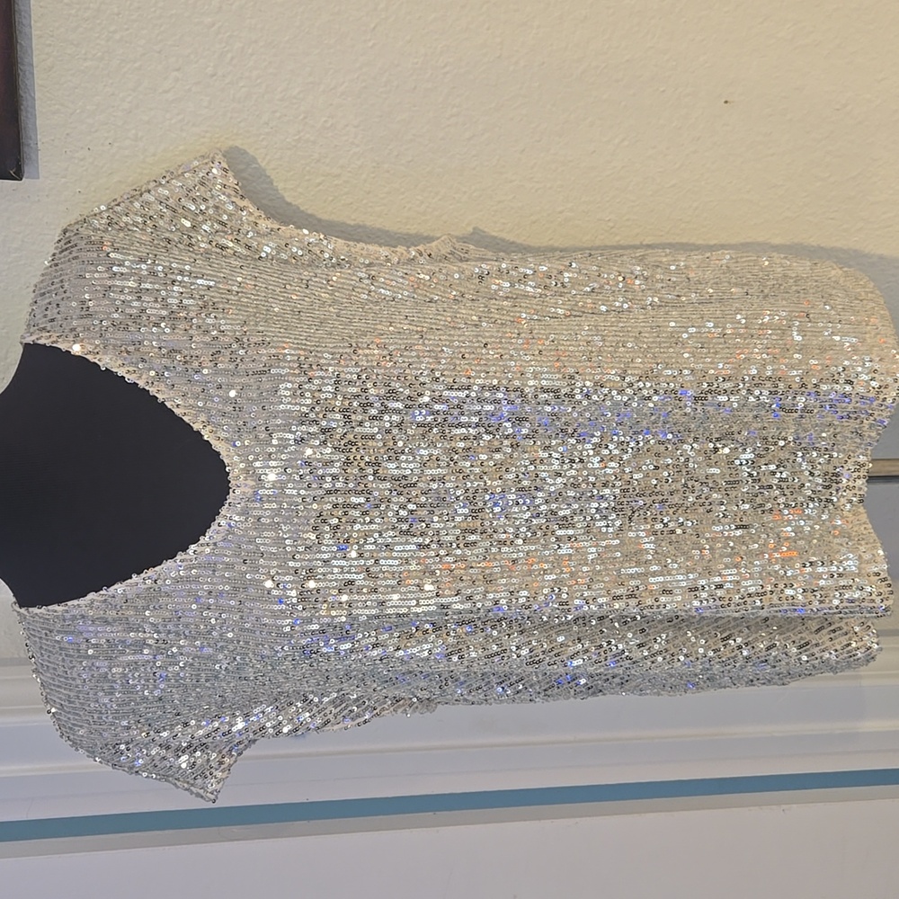 CeCe Silver Sequin Blouse